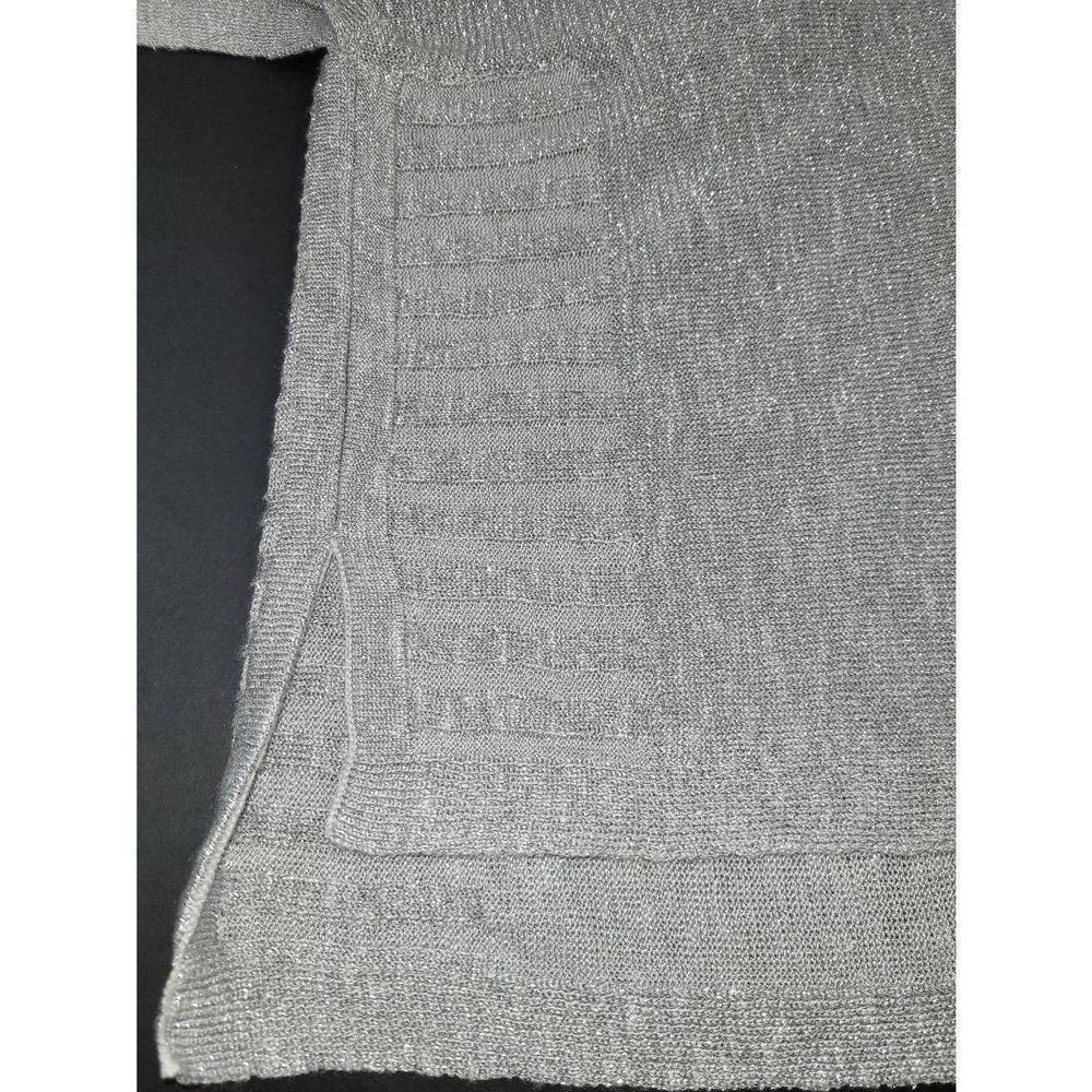 Anthropology Women's Short Dolman Sleeves Oversized Knit Silver Sweater Size XS - Picture 8 of 11